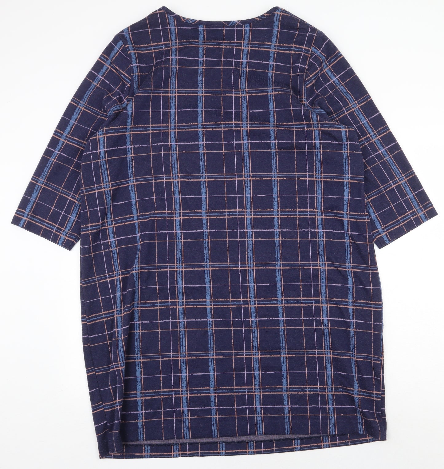 TU Womens Purple Plaid Polyester Shift Size 22 Boat Neck Pullover