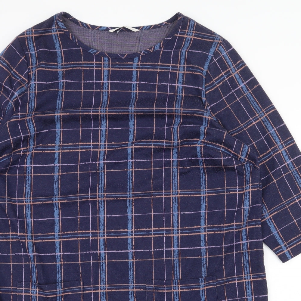 TU Womens Purple Plaid Polyester Shift Size 22 Boat Neck Pullover