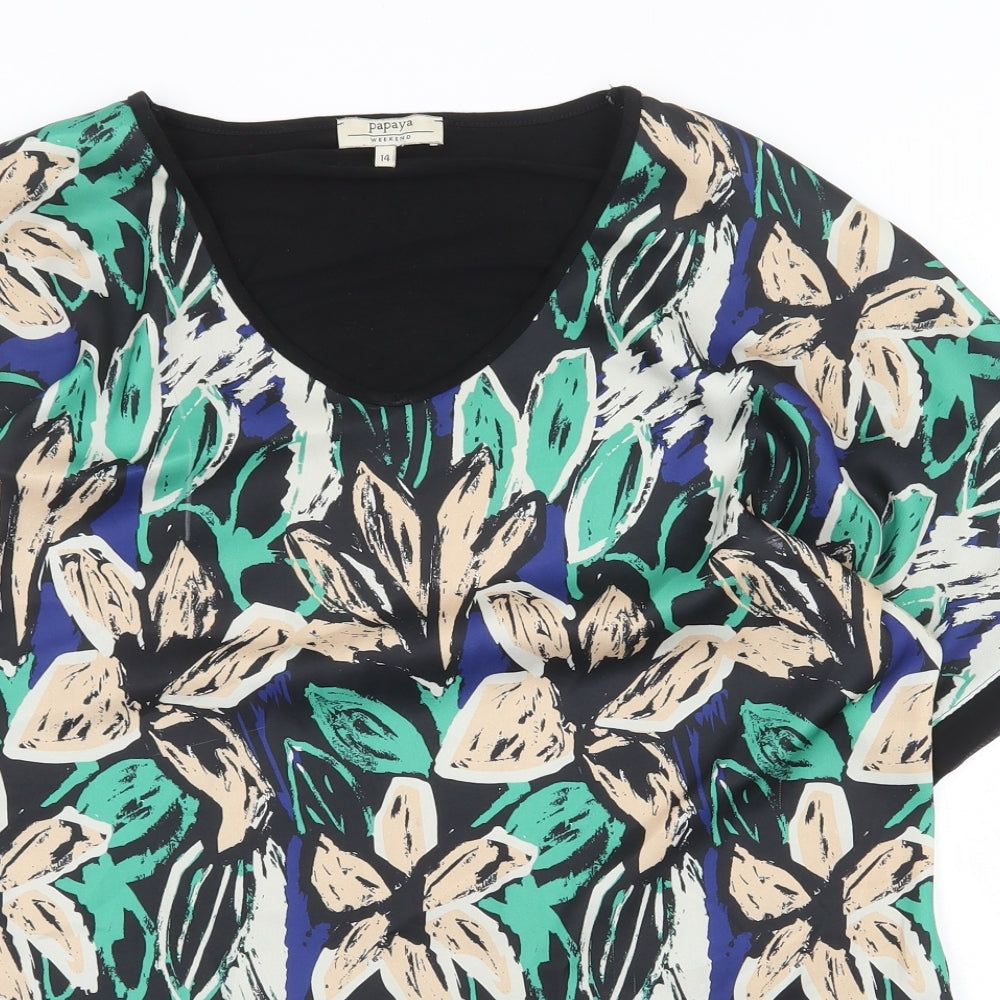 Papaya Womens Multicoloured Geometric Polyester Basic Blouse Size 14 Round Neck