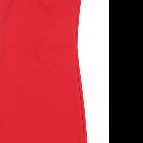 Missguided Womens Red Polyester Slip Dress Size 8 V-Neck Pullover