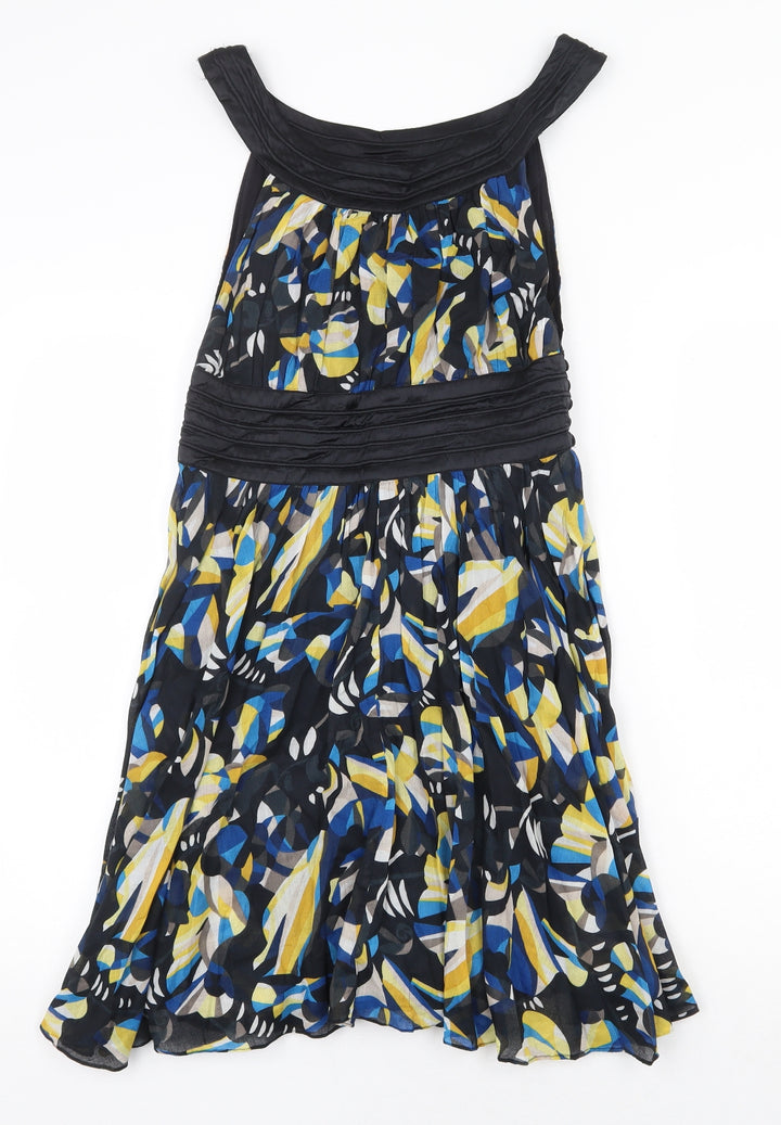French Connection Womens Multicoloured Floral Cotton A-Line Size 8 Boat Neck Button