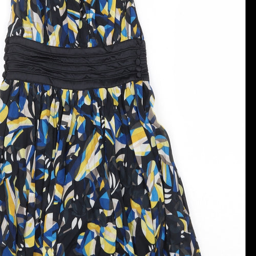 French Connection Womens Multicoloured Floral Cotton A-Line Size 8 Boat Neck Button