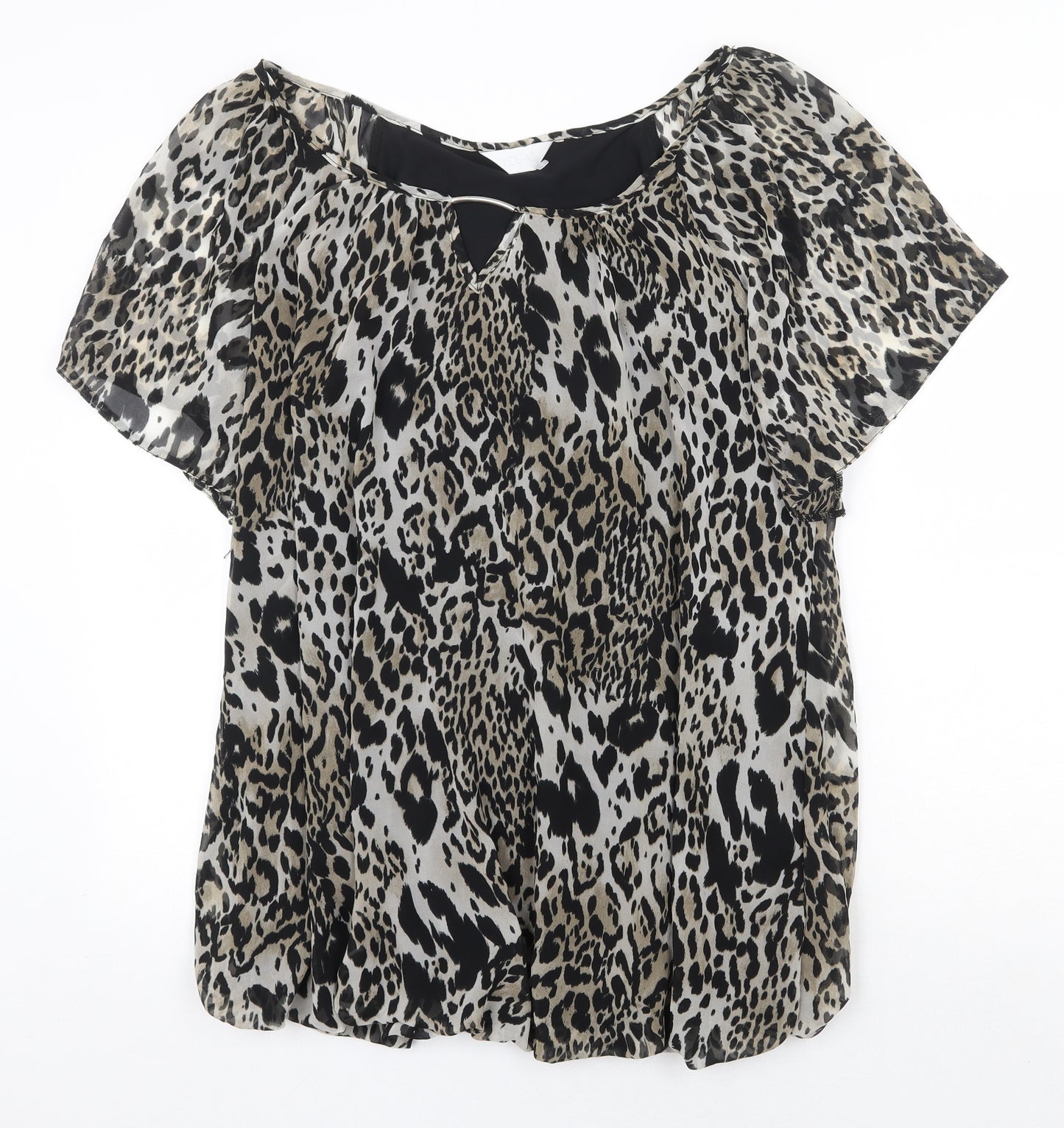 Yours Womens Grey Geometric Polyester Basic Blouse Size 20 Round Neck