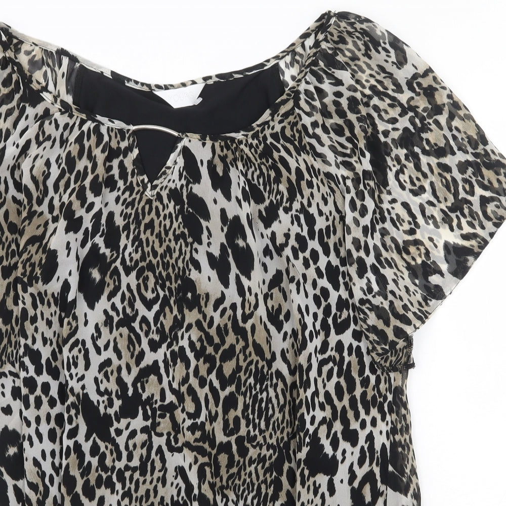 Yours Womens Grey Geometric Polyester Basic Blouse Size 20 Round Neck