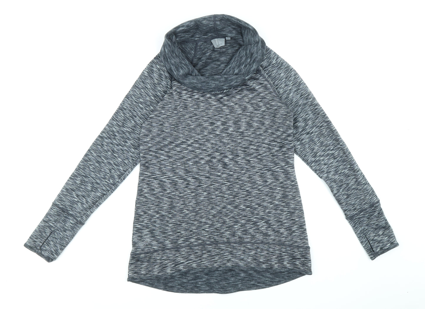 Athlete Womens Grey Geometric Polyester Pullover Casual Size XS Roll Neck Pullover