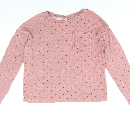 TU Girls Pink Round Neck Polka Dot Viscose Pullover Jumper Size 11 Years Pullover