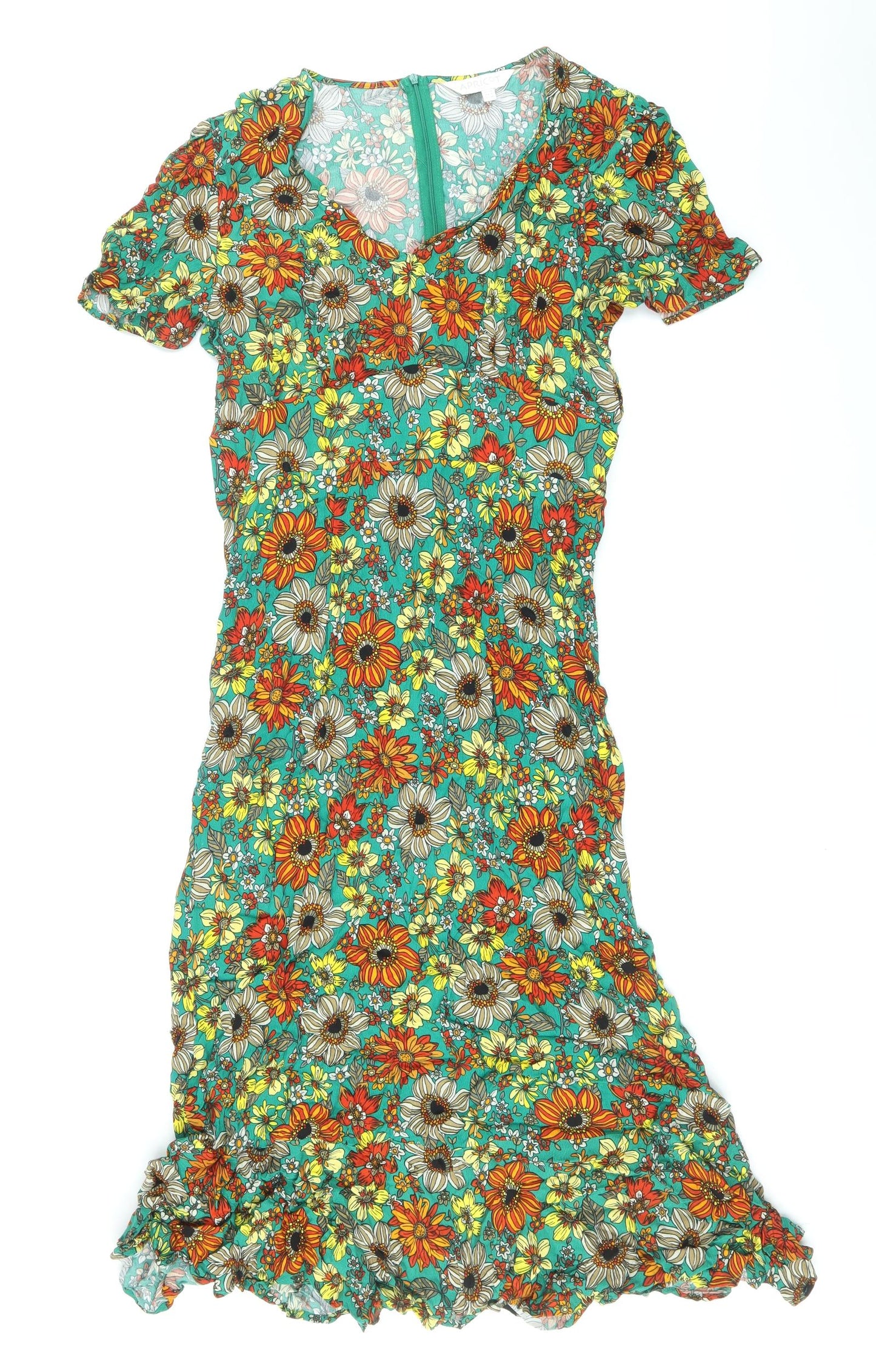 Apricot Womens Multicoloured Floral Viscose A-Line Size 18 Scoop Neck Zip