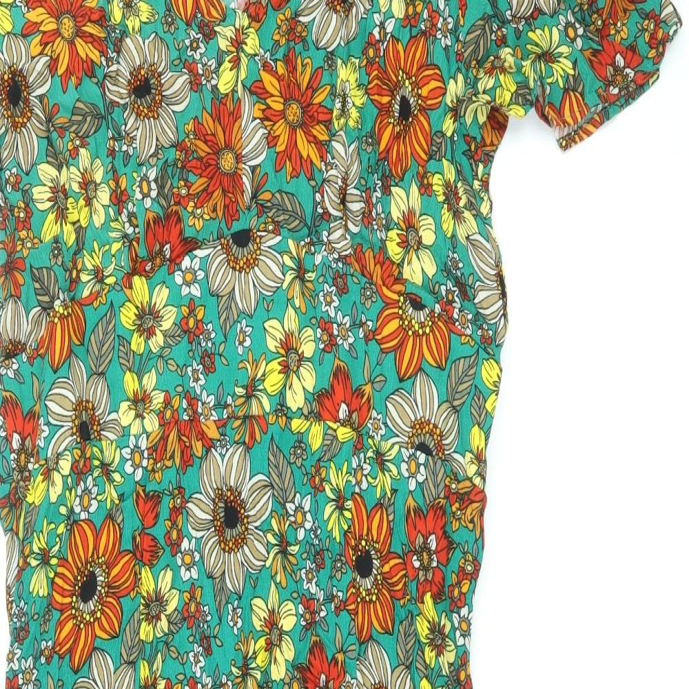 Apricot Womens Multicoloured Floral Viscose A-Line Size 18 Scoop Neck Zip