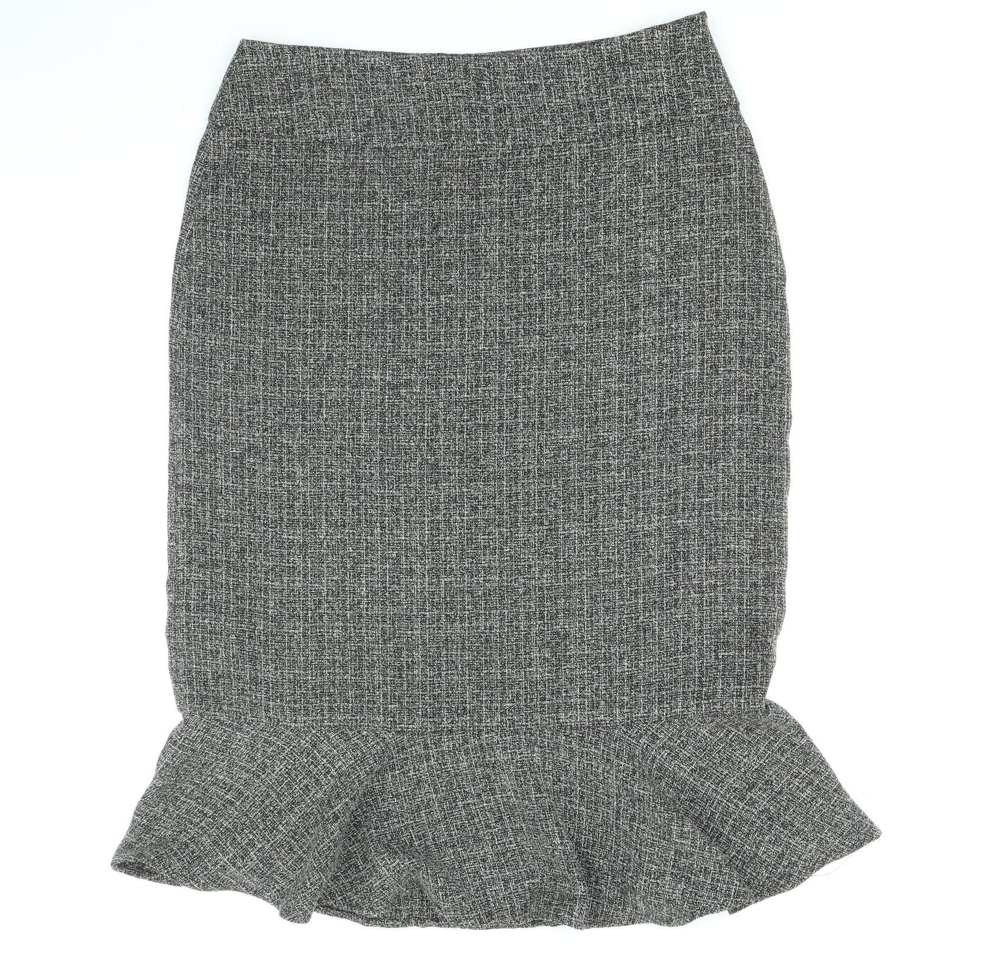 Cotton Traders Womens Grey Viscose Trumpet Skirt Size 16 Zip