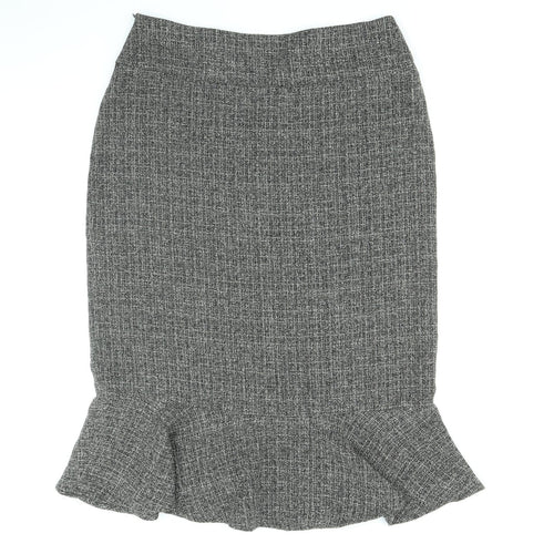 Cotton Traders Womens Grey Viscose Trumpet Skirt Size 16 Zip