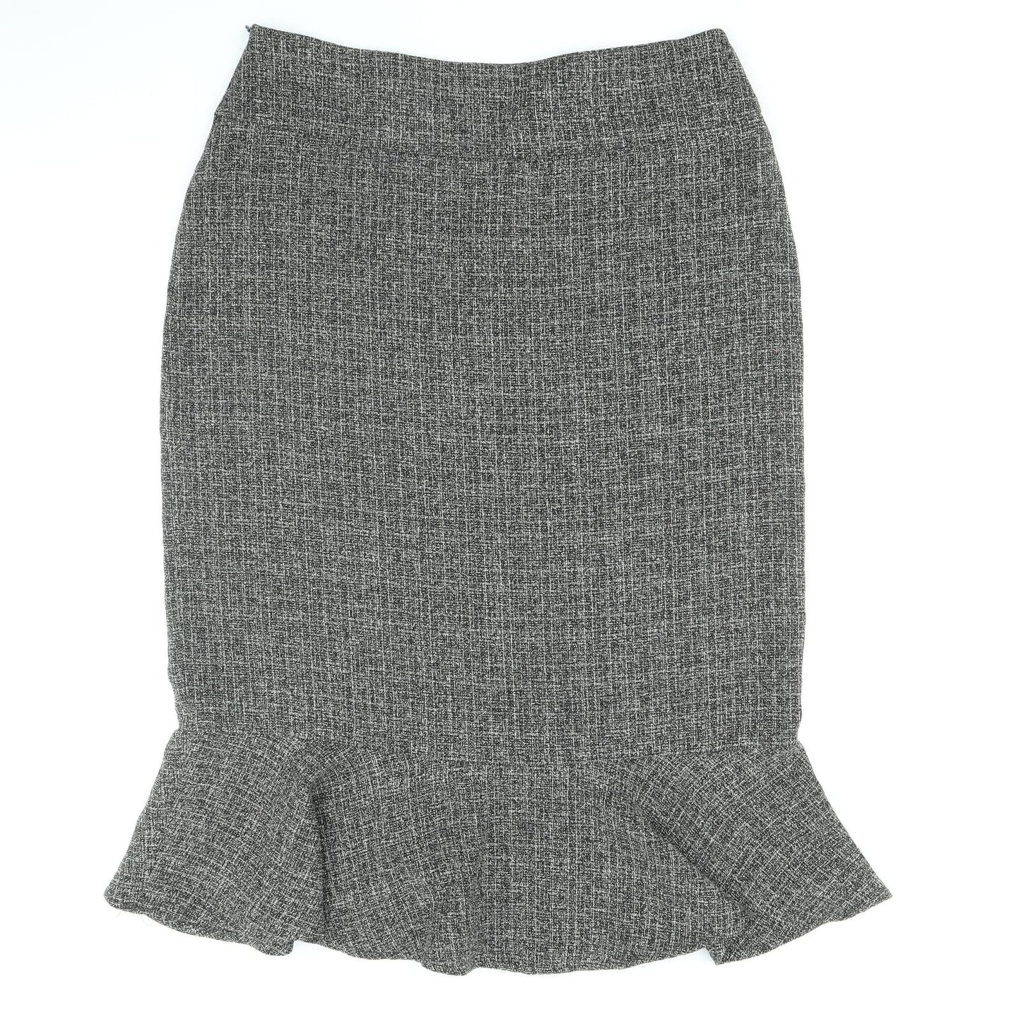Cotton Traders Womens Grey Viscose Trumpet Skirt Size 16 Zip