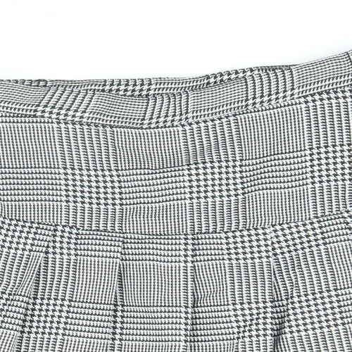 H&M Girls Black Houndstooth Polyester A-Line Skirt Size 11-12 Years Regular Zip