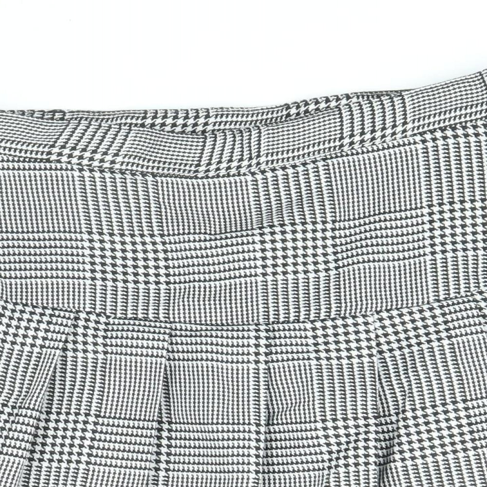 H&M Girls Black Houndstooth Polyester A-Line Skirt Size 11-12 Years Regular Zip