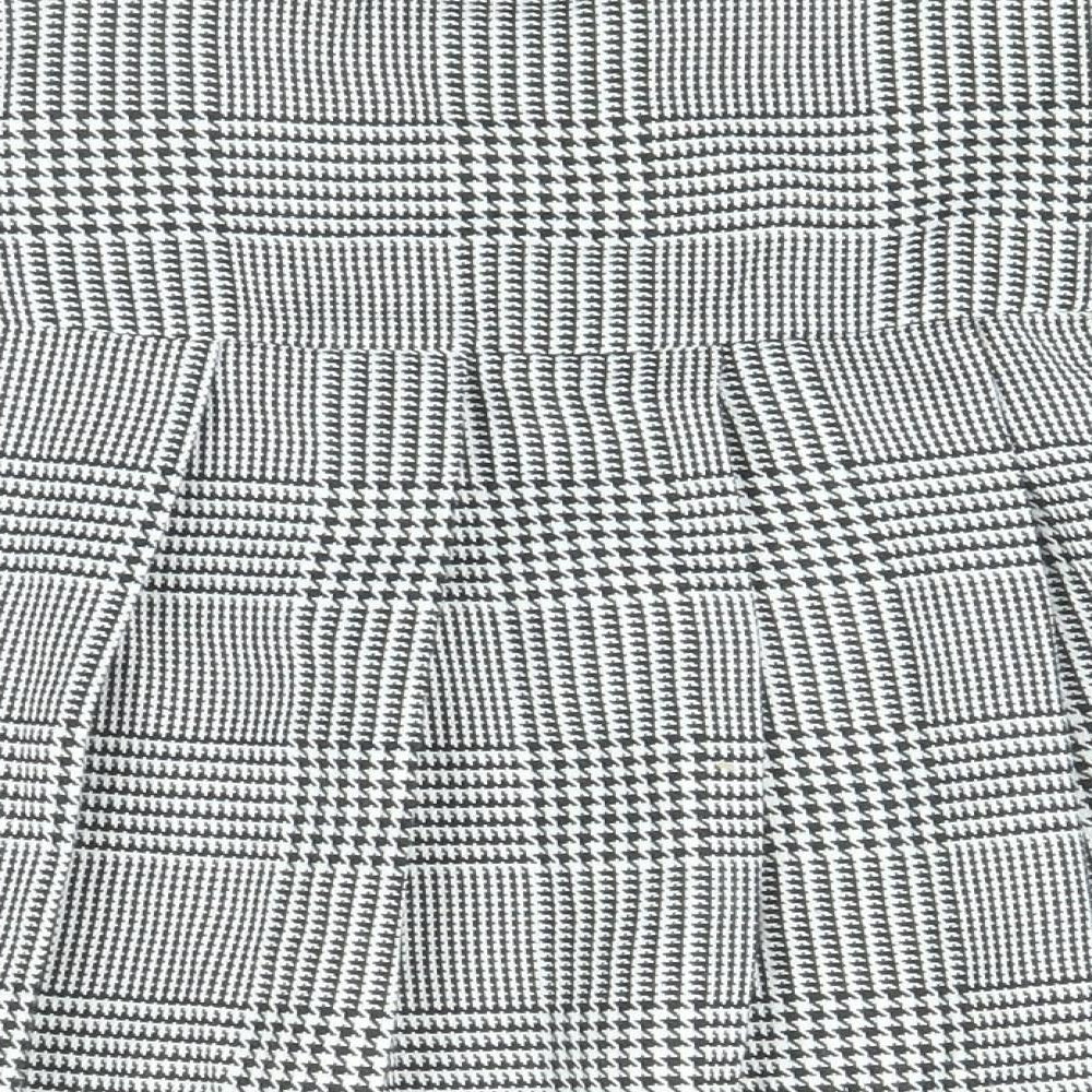 H&M Girls Black Houndstooth Polyester A-Line Skirt Size 11-12 Years Regular Zip