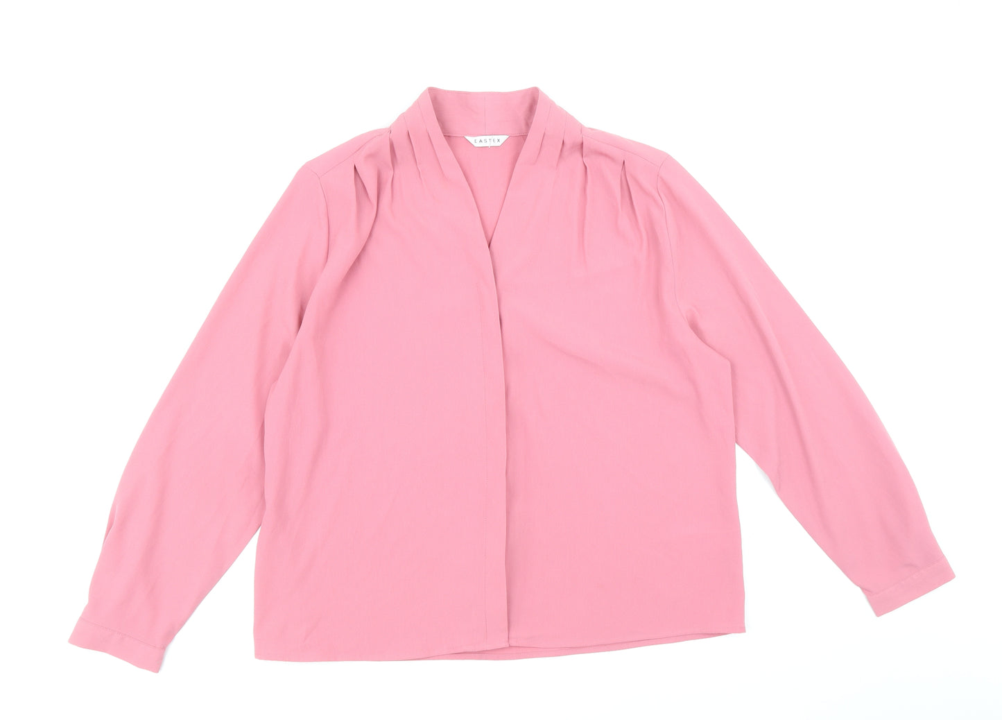 Eastex Womens Pink Polyester Basic Blouse Size 16 V-Neck