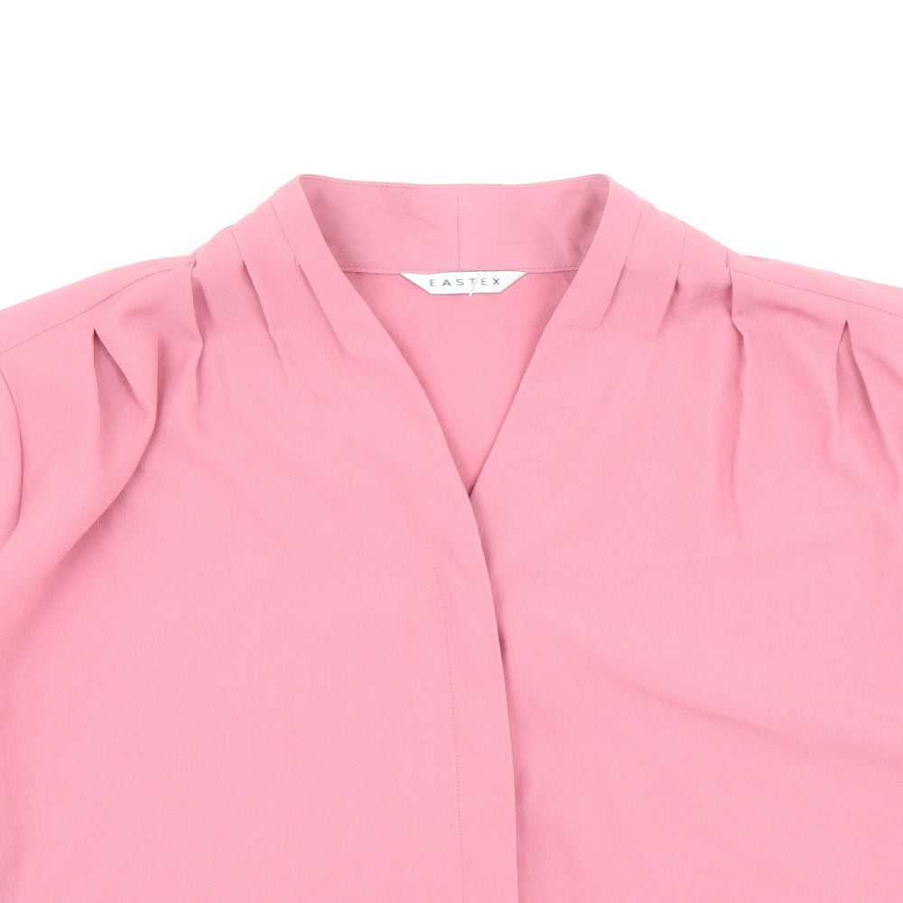 Eastex Womens Pink Polyester Basic Blouse Size 16 V-Neck