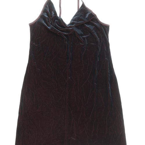 C.M.D Womens Brown Polyester A-Line Size L Halter Pullover