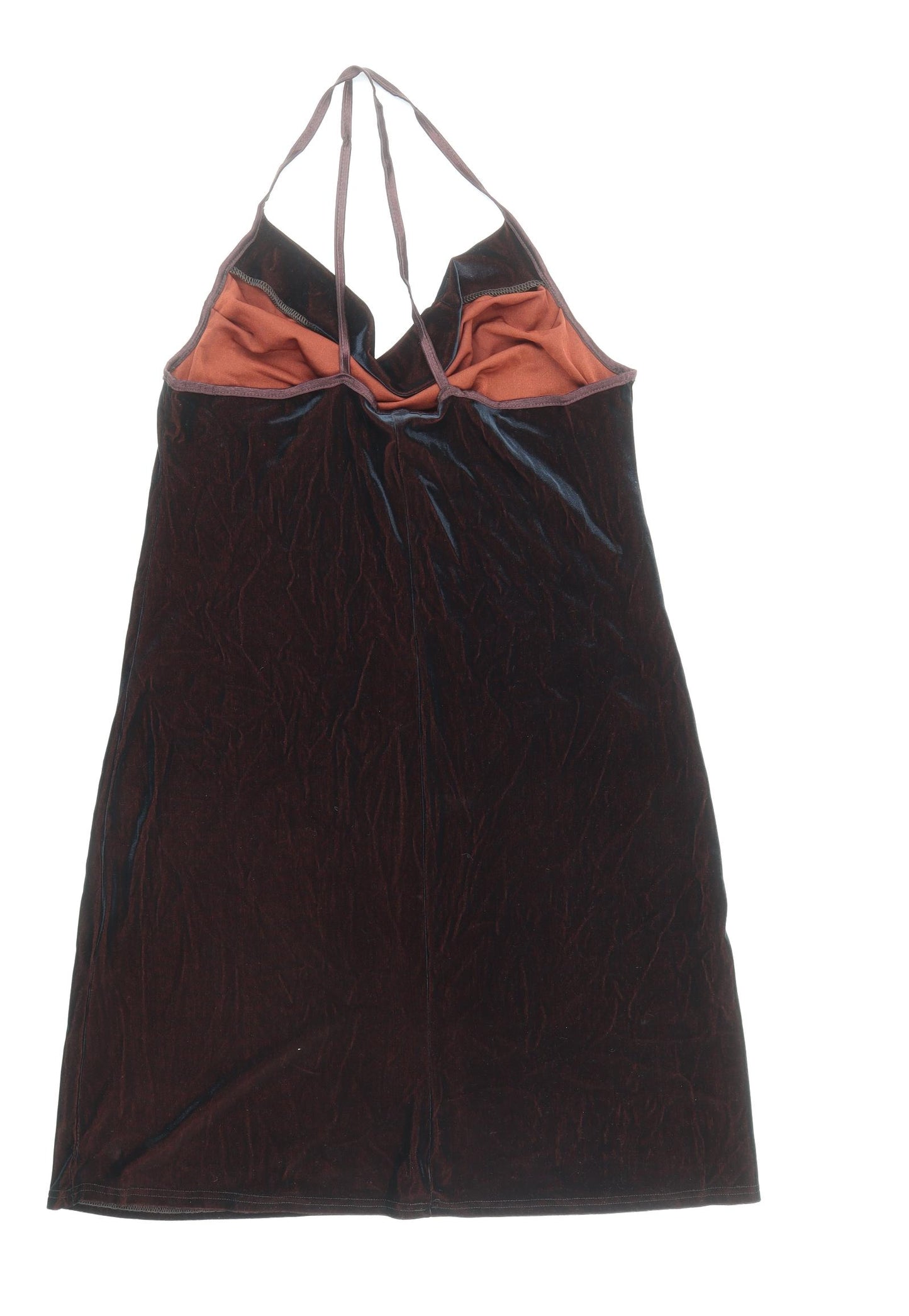 C.M.D Womens Brown Polyester A-Line Size L Halter Pullover