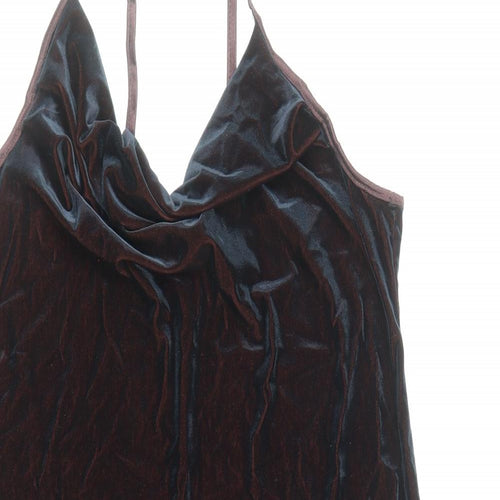 C.M.D Womens Brown Polyester A-Line Size L Halter Pullover