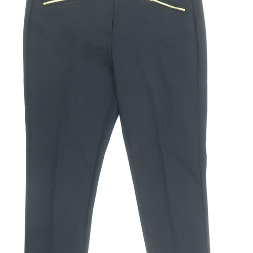 Marks and Spencer Womens Black Viscose Capri Trousers Size 14 Regular Zip