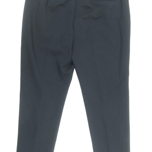 Marks and Spencer Womens Black Viscose Capri Trousers Size 14 Regular Zip