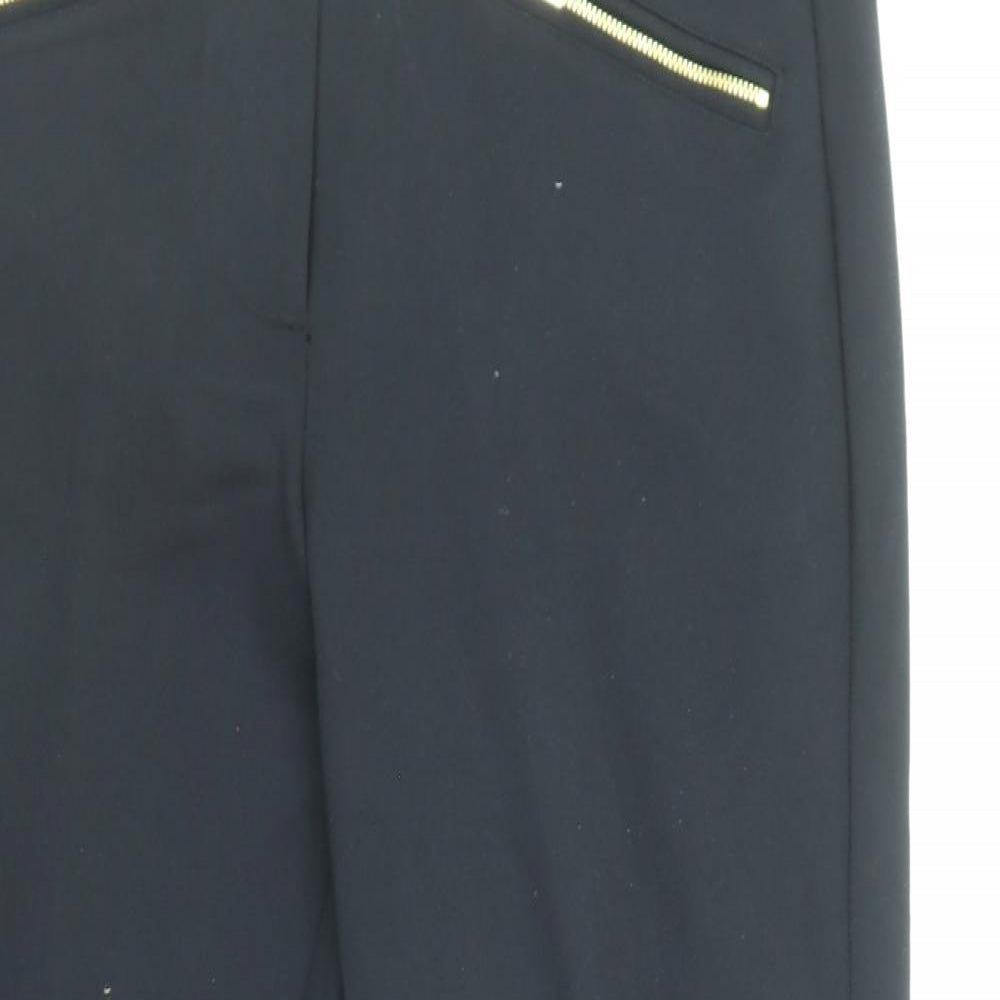 Marks and Spencer Womens Black Viscose Capri Trousers Size 14 Regular Zip