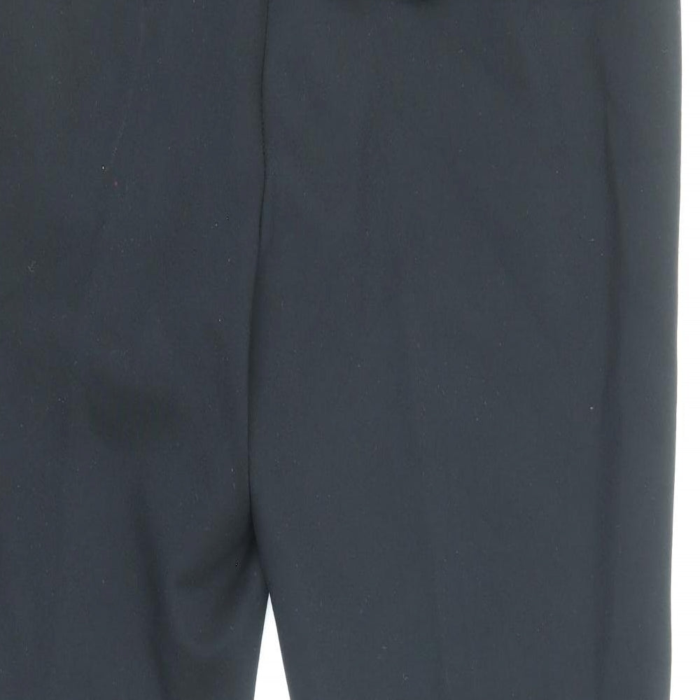 Marks and Spencer Womens Black Viscose Capri Trousers Size 14 Regular Zip