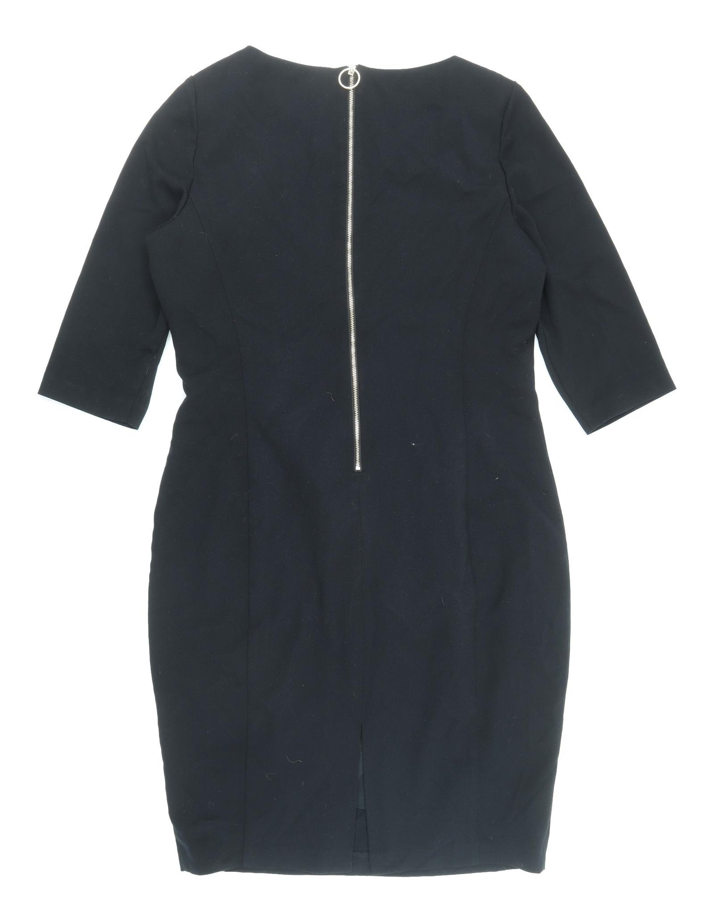 Marks and Spencer Womens Black Polyester Pencil Dress Size 18 Boat Neck Zip