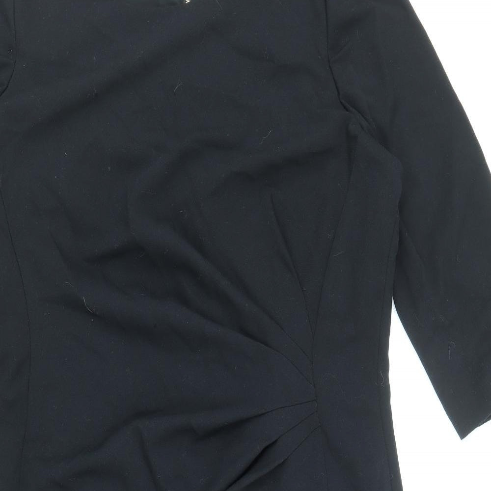 Marks and Spencer Womens Black Polyester Pencil Dress Size 18 Boat Neck Zip