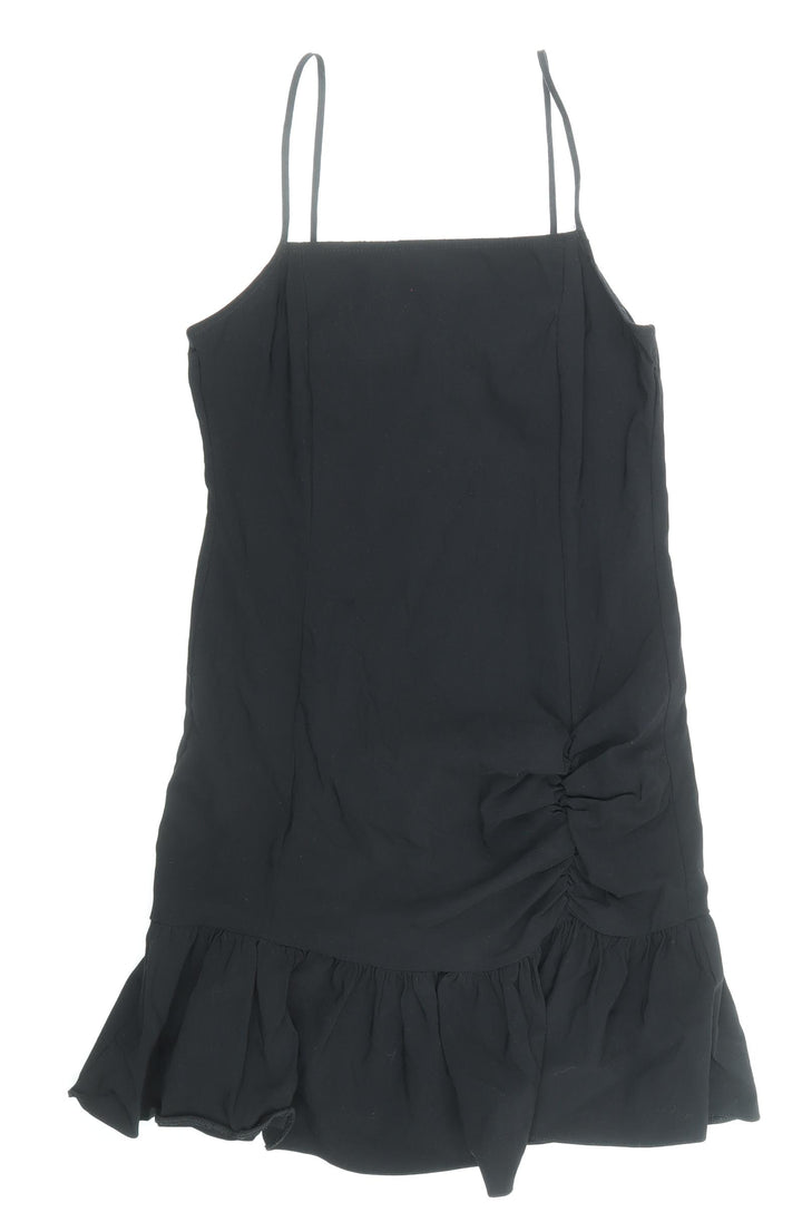 Topshop Womens Black Viscose Slip Dress Size 10 Square Neck Zip