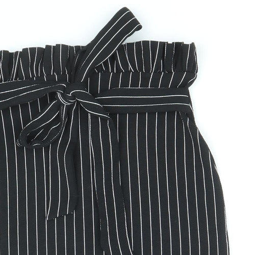 PRETTYLITTLETHING Womens Black Striped Polyester Straight & Pencil Skirt Size 4