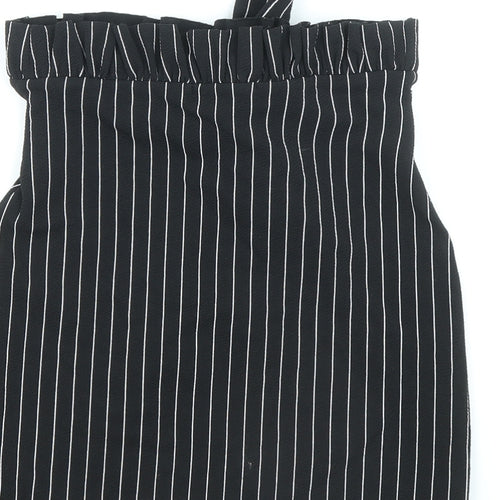 PRETTYLITTLETHING Womens Black Striped Polyester Straight & Pencil Skirt Size 4