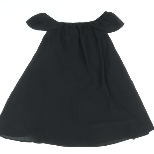 Missguided Womens Black Polyester Trapeze & Swing Size 4 Off the Shoulder Pullover