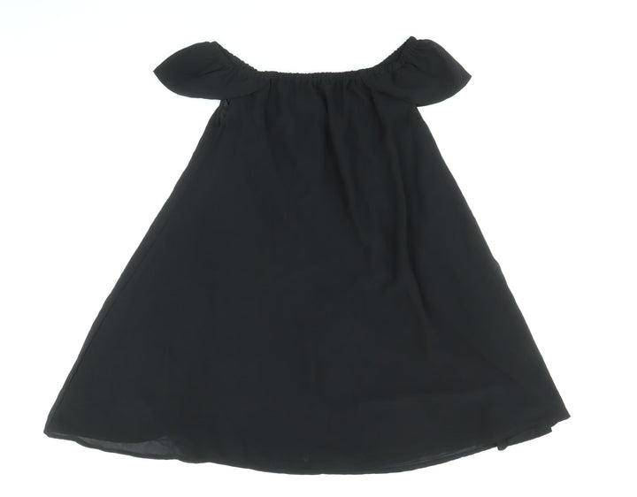 Missguided Womens Black Polyester Trapeze & Swing Size 4 Off the Shoulder Pullover