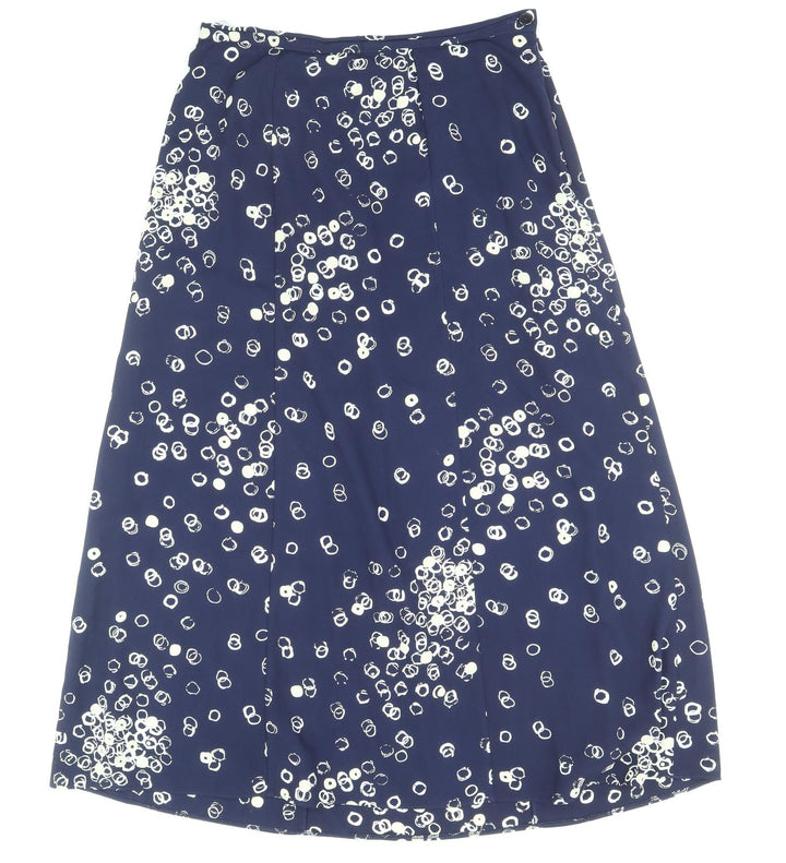 Focus Womens Blue Geometric Polyester A-Line Skirt Size 14 Zip
