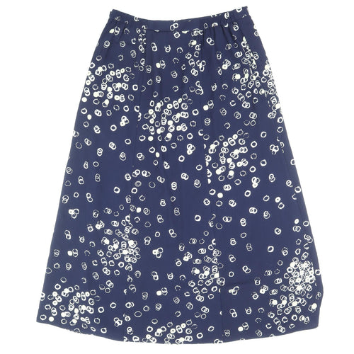 Focus Womens Blue Geometric Polyester A-Line Skirt Size 14 Zip
