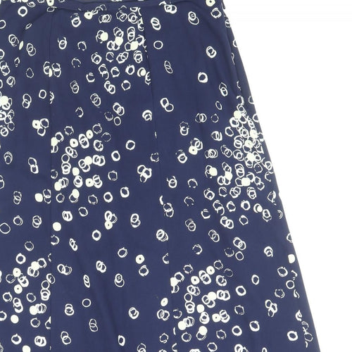 Focus Womens Blue Geometric Polyester A-Line Skirt Size 14 Zip