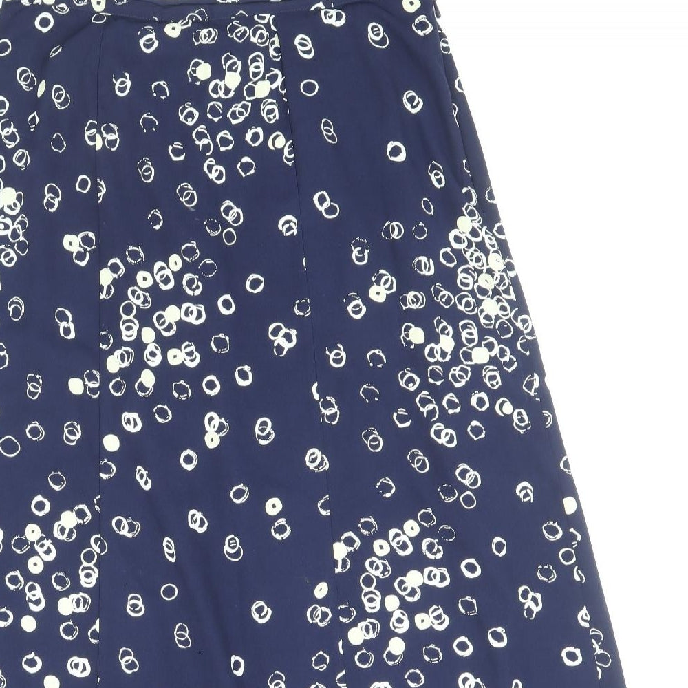 Focus Womens Blue Geometric Polyester A-Line Skirt Size 14 Zip