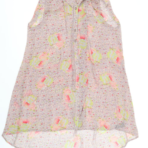 Miss Selfridge Womens Multicoloured Floral Polyester Shirt Dress Size 8 Collared Button