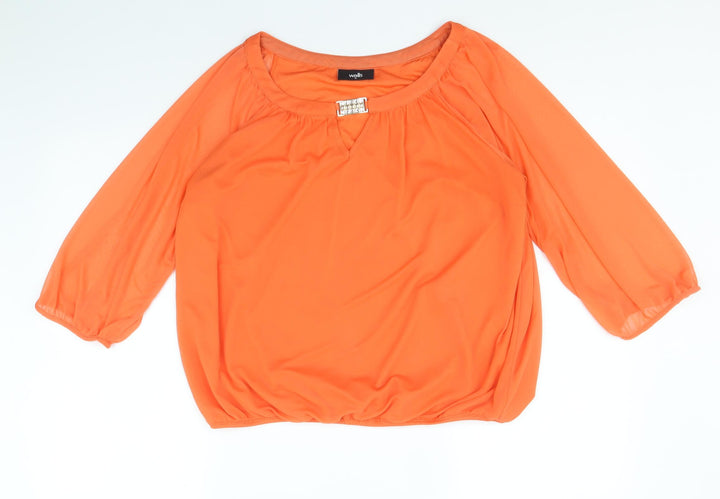 Wallis Womens Orange Polyester Basic Blouse Size M Boat Neck