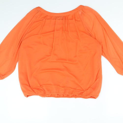 Wallis Womens Orange Polyester Basic Blouse Size M Boat Neck