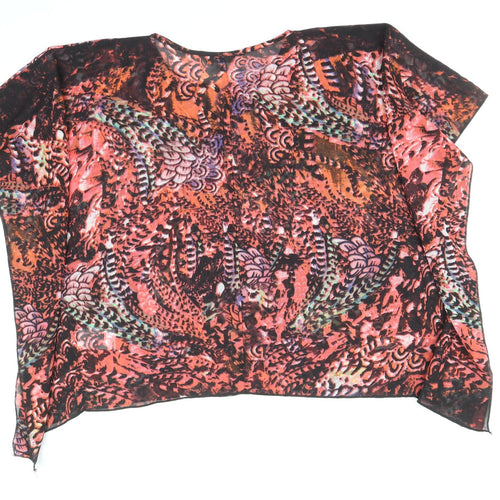 Peacocks Womens Multicoloured Geometric Polyester Basic Blouse Size S Boat Neck