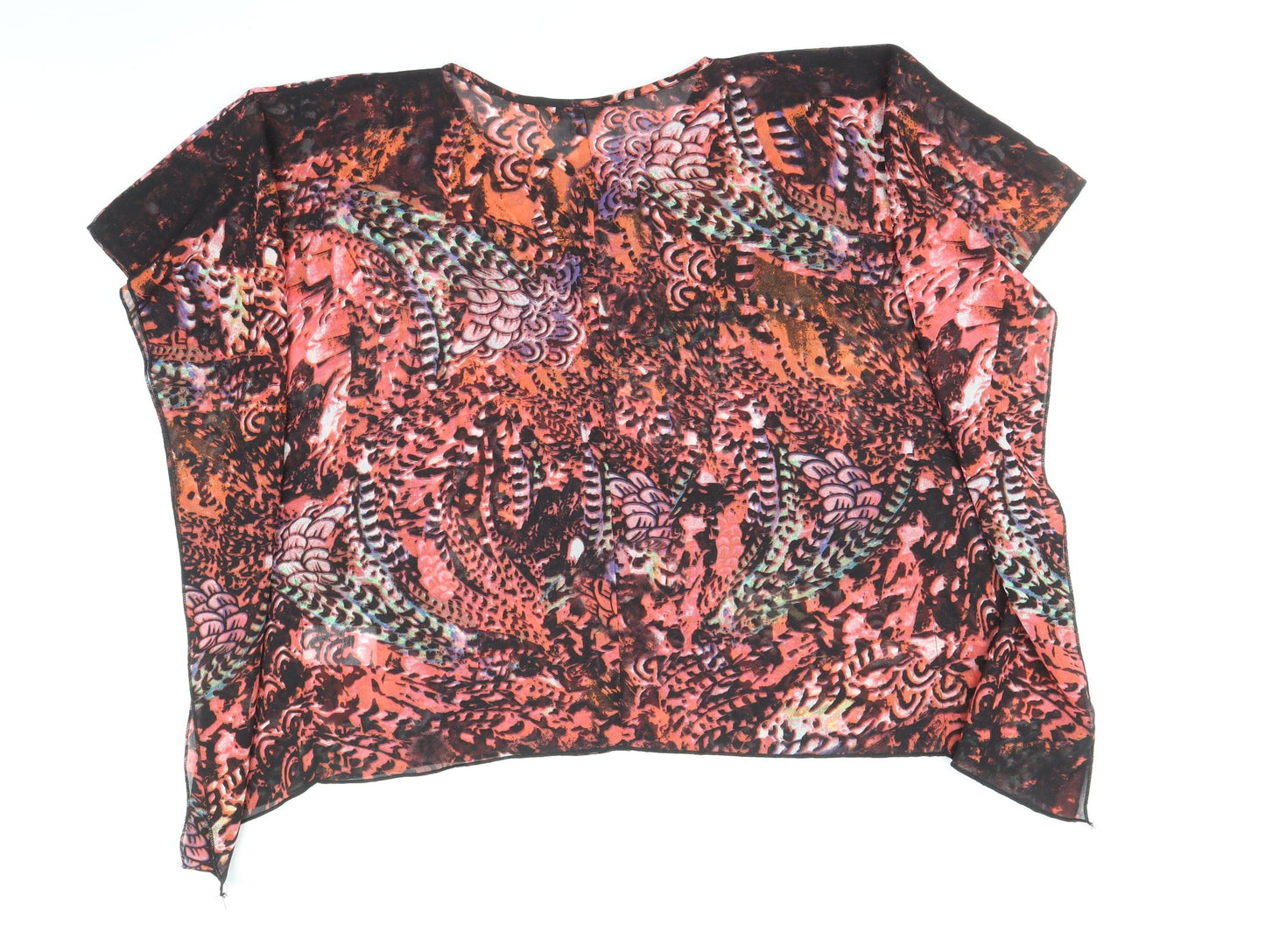 Peacocks Womens Multicoloured Geometric Polyester Basic Blouse Size S Boat Neck