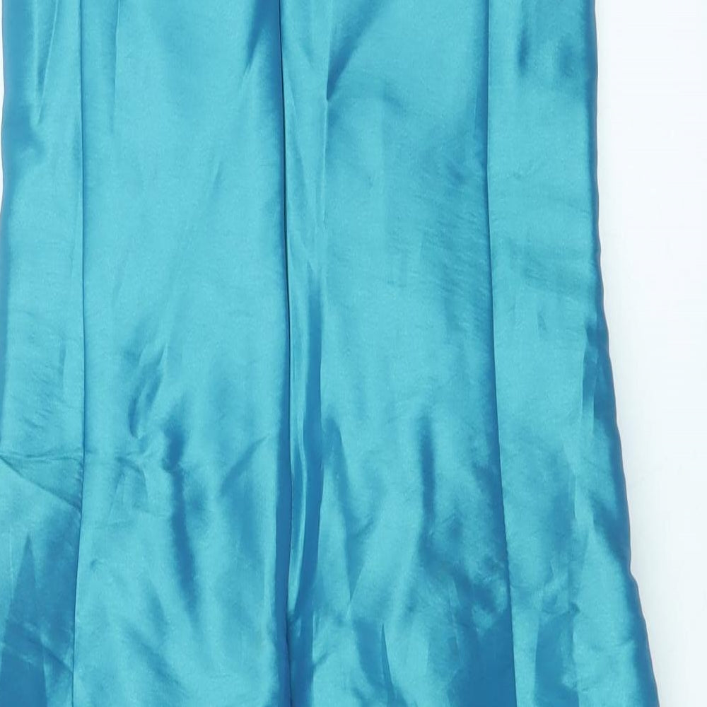Kelsey Rose Womens Blue Polyester Sheath Size 10 One Shoulder Zip - Pleat Detail