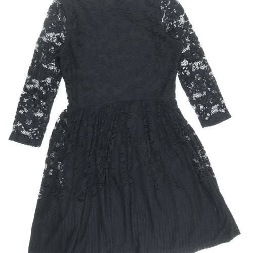 NEXT Womens Black Polyester Fit & Flare Size 10 Boat Neck Pullover