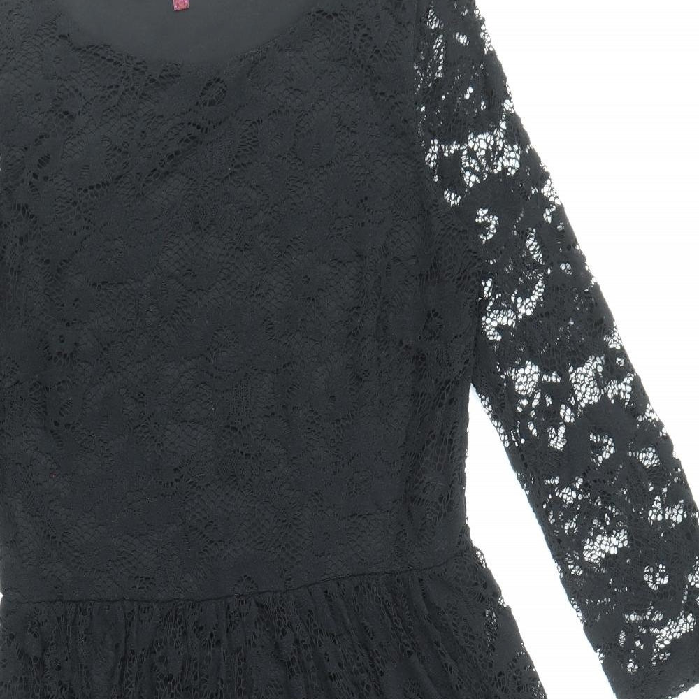 NEXT Womens Black Polyester Fit & Flare Size 10 Boat Neck Pullover