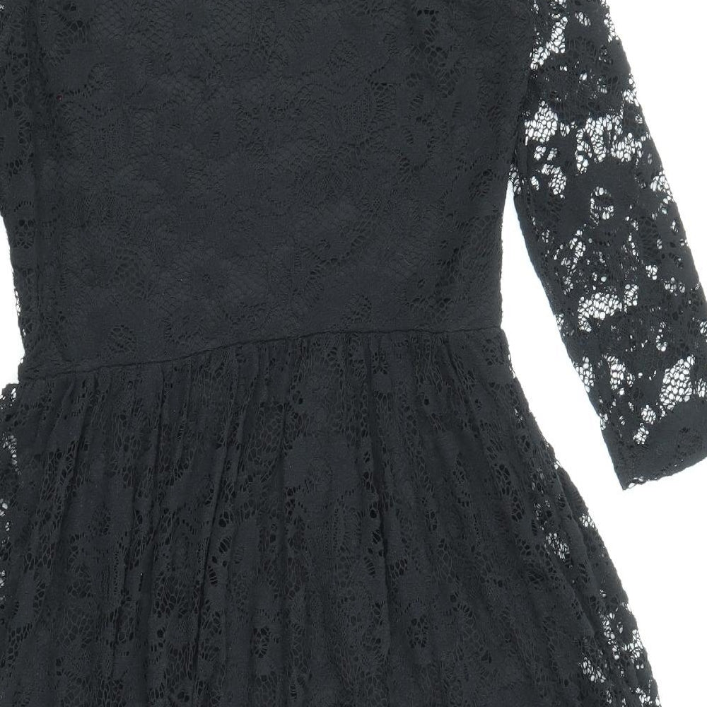 NEXT Womens Black Polyester Fit & Flare Size 10 Boat Neck Pullover