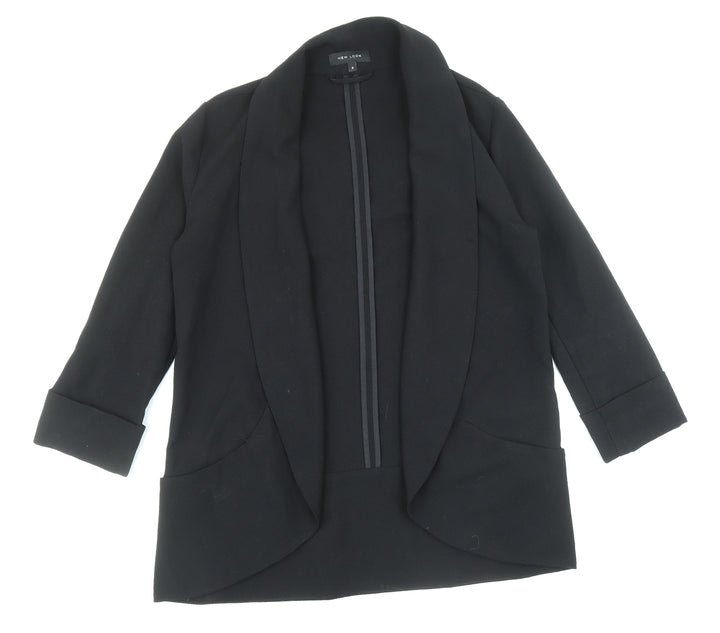 New Look Womens Black Overcoat Jacket Size 8