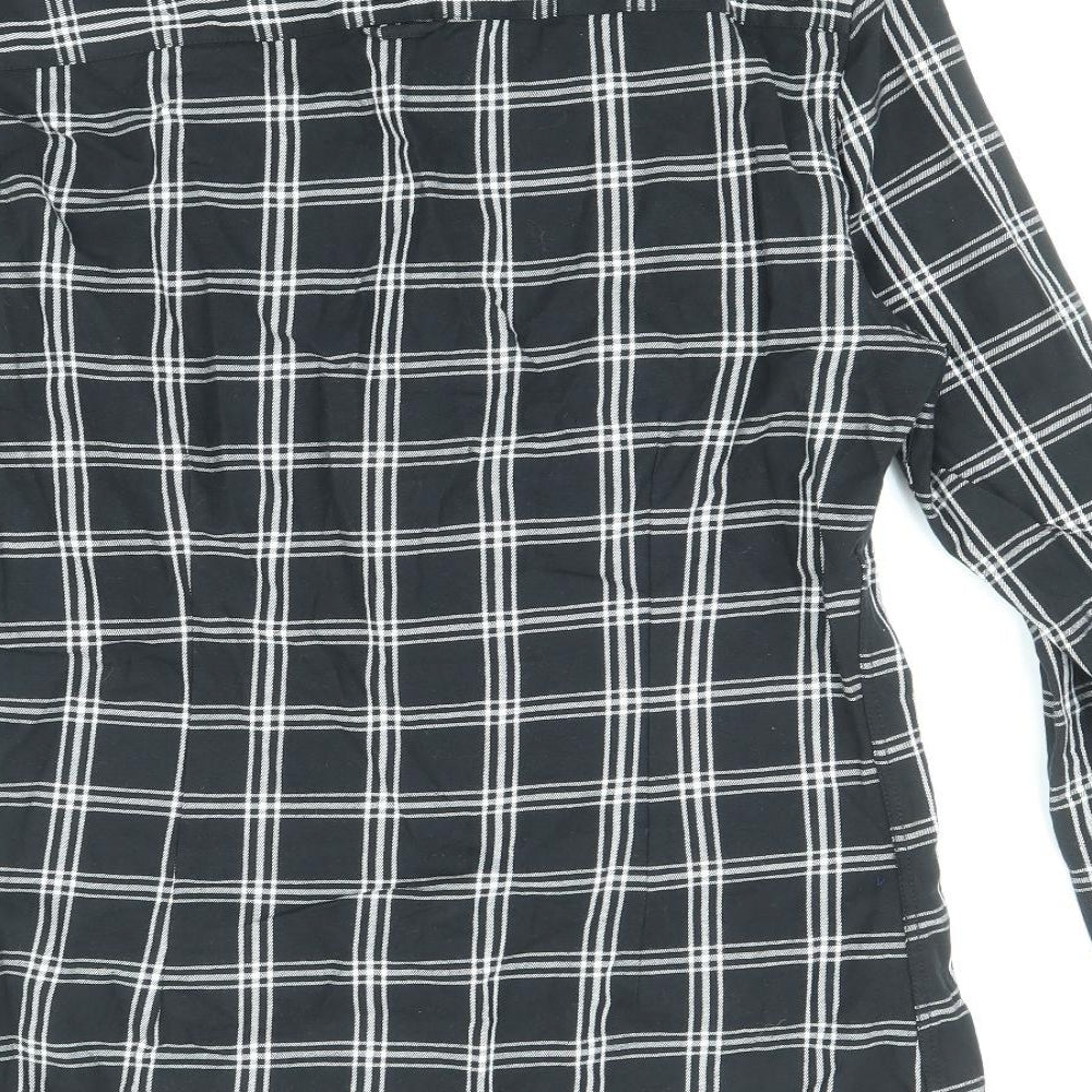 ASOS Mens Black Plaid Cotton Button-Up Size M Collared Button