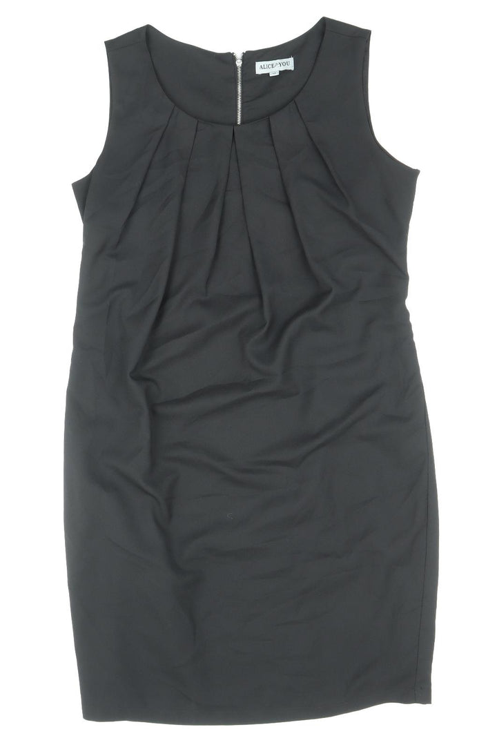 Alice & You Womens Black Polyester Pencil Dress Size 12 Boat Neck Zip - Pleat Detail